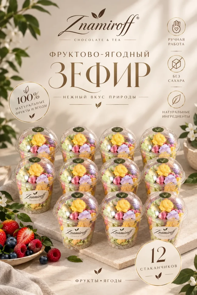  Зефир в стаканчиках без сахара(коробка 12шт по 100гр) в Нижневартовске
