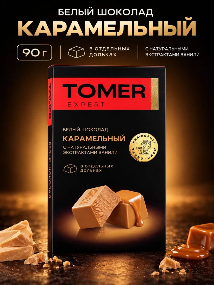  Фабрика Томер  Белый шоколад КАРАМЕЛЬНЫЙ, 90г  в Нижневартовске